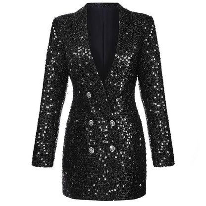 Valencia Elegance-Blazer rok | Luxe Blazerjurk met Glinsterende Afwerking en Flatterende Pasvorm