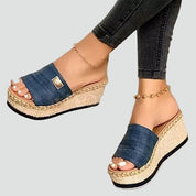 Sleehak Slippers Dames met Gevlochten Espadrille Zool, Comfortabel en Zomers - Isadora Bellini