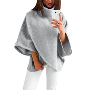 Yara Poncho Pullover | Zachte Asymmetrische Trui voor Dames met Hoge Kraag