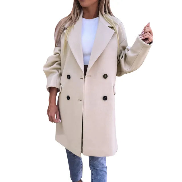 Alison Trenchcoat | Elegante Lange Damesjas met Double-Breasted Sluiting en Klassieke Pasvorm