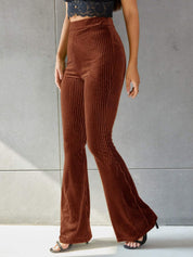 Dames Corduroy Broek Uitlopende Pijpen Hoge Taille - Groen / Bruin / Zwart - Maelen