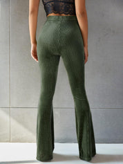 Dames Corduroy Broek Uitlopende Pijpen Hoge Taille - Groen / Bruin / Zwart - Maelen