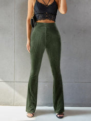 Dames Corduroy Broek Uitlopende Pijpen Hoge Taille - Groen / Bruin / Zwart - Maelen