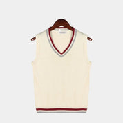 OLDMONEY Mouwloze Trui | Unisex Gebreide Spencers met V-hals en Klassieke Pasvorm