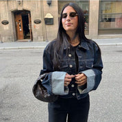 Sofia Denim Twee-Delen Ensemble met Lange Mouwen en Kraag – Stijlvol & Tijdloos