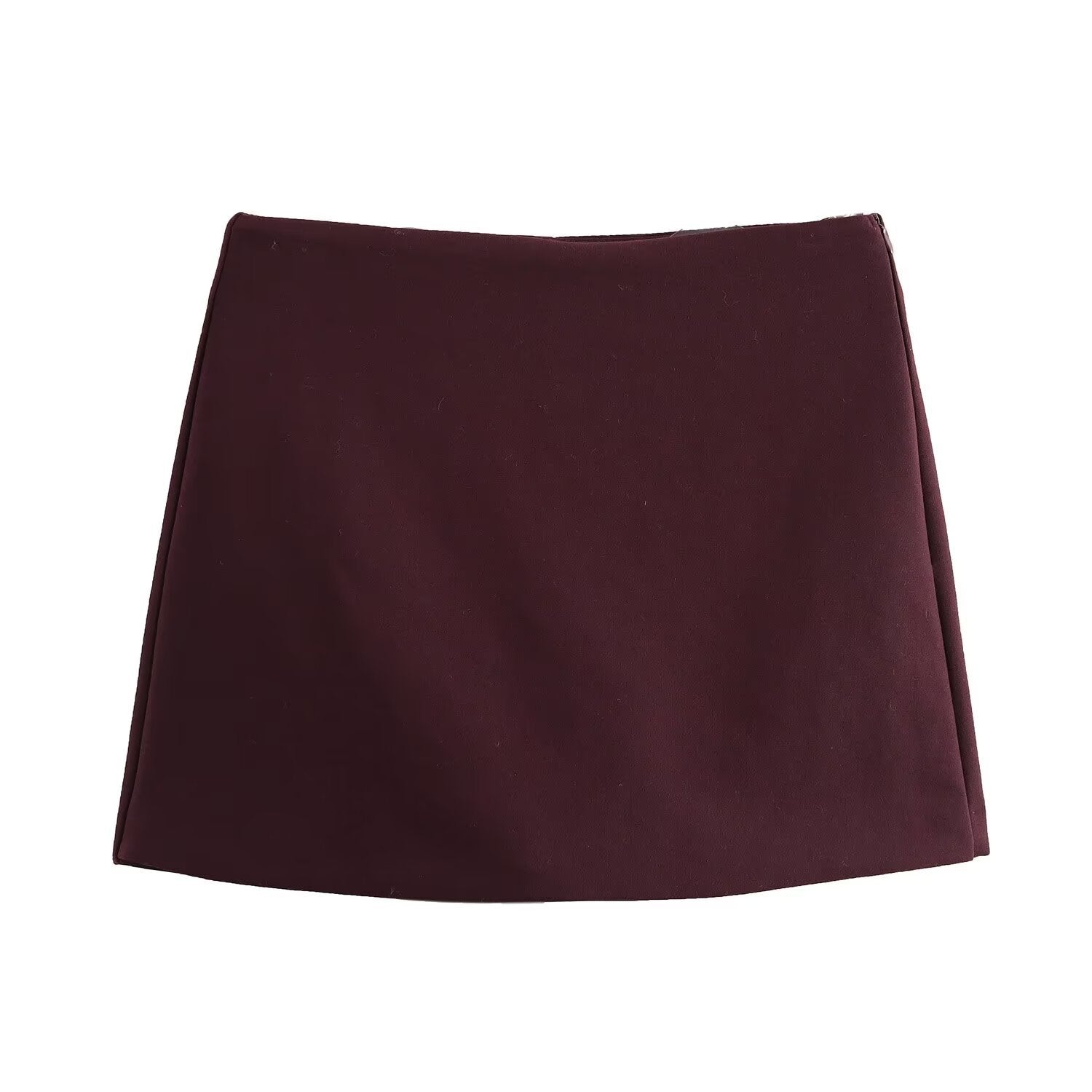 Lucia Skort | Satijnen Skort met Hoge Taille in Burgundy of Mocha Mousse