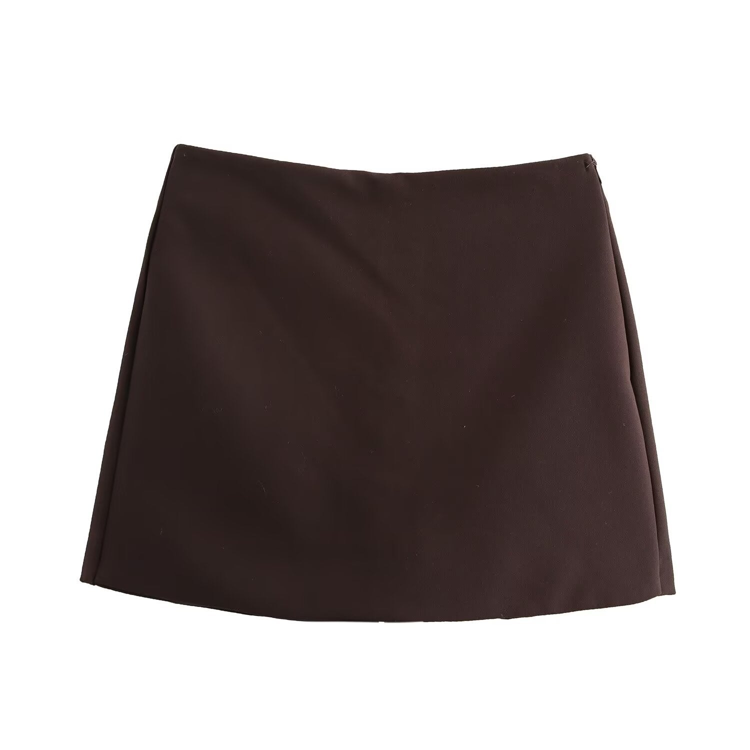Lucia Skort | Satijnen Skort met Hoge Taille in Burgundy of Mocha Mousse