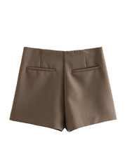 Lucia Skort | Satijnen Skort met Hoge Taille in Burgundy of Mocha Mousse