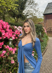 Giulietta Tie-Front Top | Dames Top met Elegant Strikdetail, Diepe V-Hals en Slim Fit