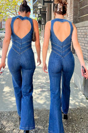 Denim Jumpsuit Dames met Hartvormige Uitsnede - Valentina Romano