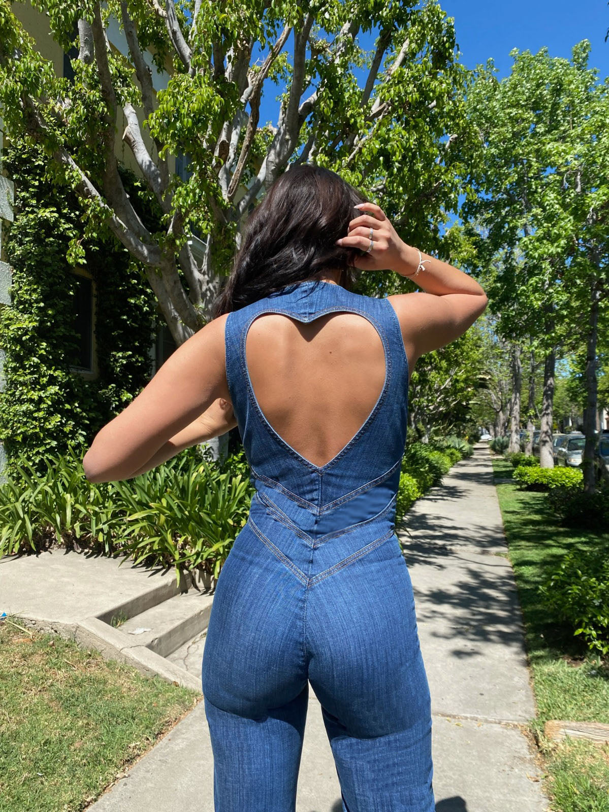 Denim Jumpsuit Dames met Hartvormige Uitsnede - Valentina Romano