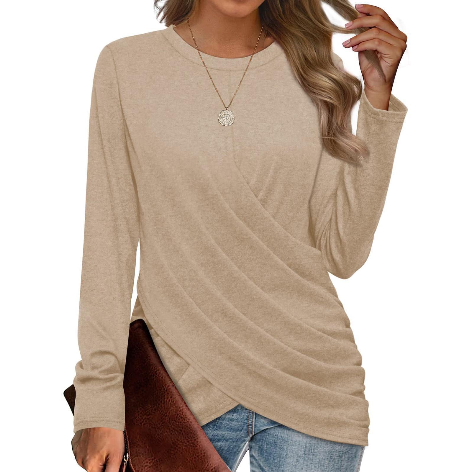 Cynthia Top | T-shirt met Geplooide Losse Mouwen en Casual Ronde Hals