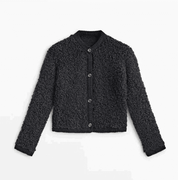 Dames Teddy Overshirt Fleece Knoop Sluiting Oversized - Beige / Zwart - Maelen