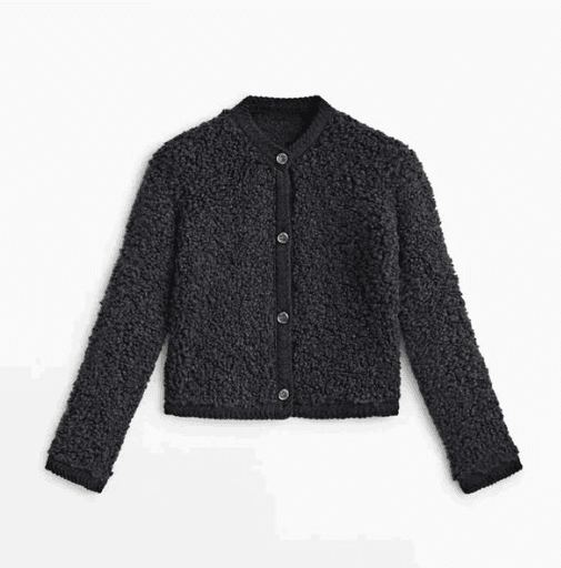 Dames Teddy Overshirt Fleece Knoop Sluiting Oversized - Beige / Zwart - Maelen