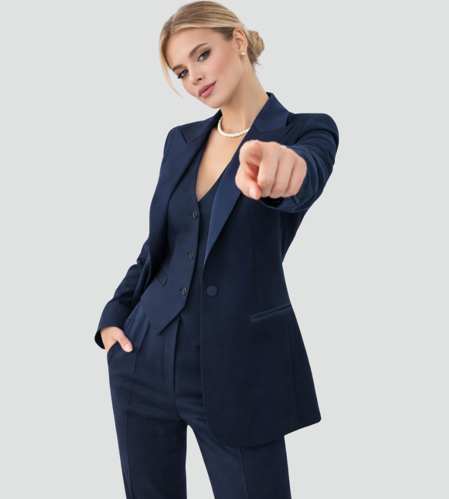 Driedelig Damespak met Blazer, Vest en Pantalon, Zakelijk en Elegant - Valentina Conti