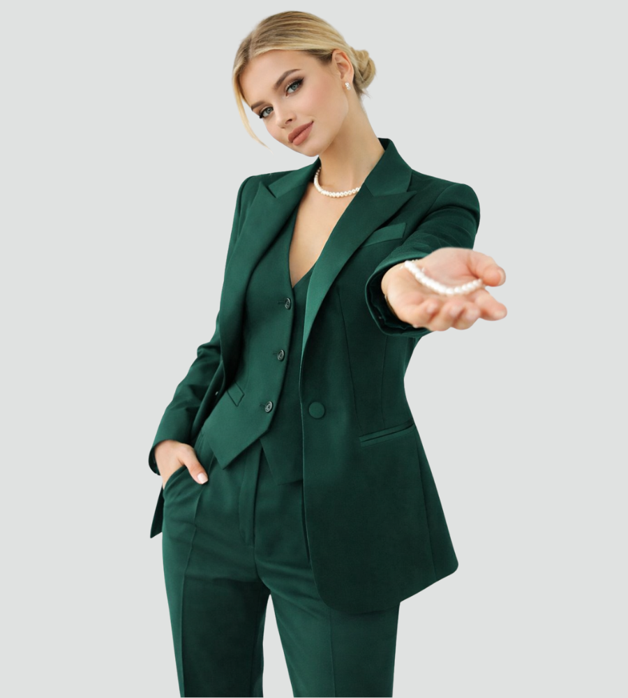 Driedelig Damespak met Blazer, Vest en Pantalon, Zakelijk en Elegant - Valentina Conti