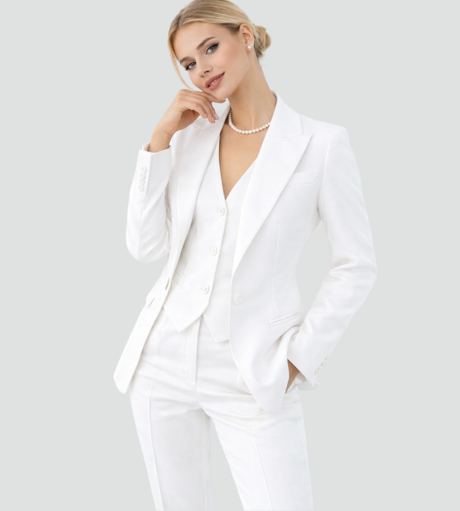 Driedelig Damespak met Blazer, Vest en Pantalon, Zakelijk en Elegant - Valentina Conti