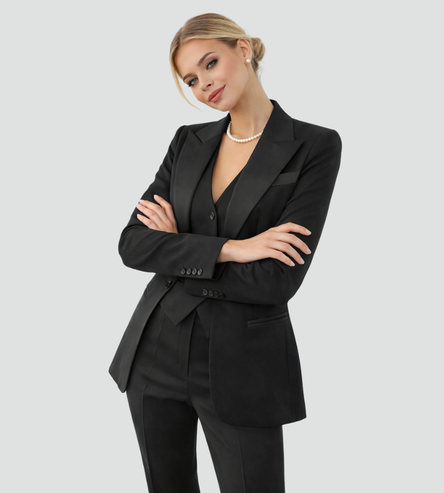 Driedelig Damespak met Blazer, Vest en Pantalon, Zakelijk en Elegant - Valentina Conti