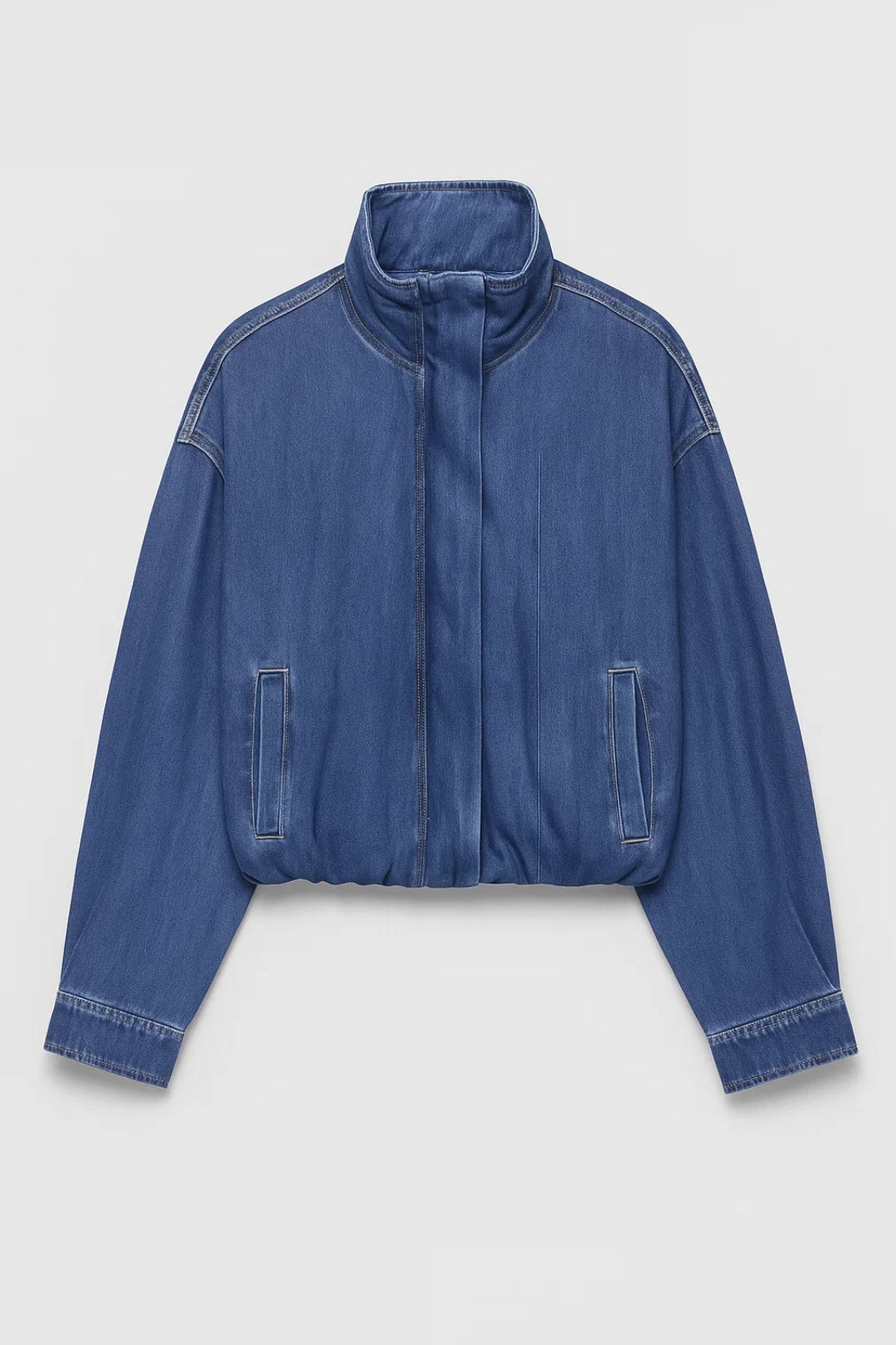 Dames Denim Jas Ritssluiting Oversized Moderne Snit - Blauw - Maelen
