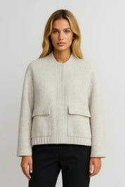 Korte Damesjas met Rits en Minimalistisch Design - Licht Beige - Maelen