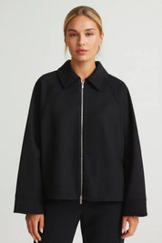 Dames Jas Oversized Ritssluiting Minimalistisch Tijdloos - Zwart - Maelen