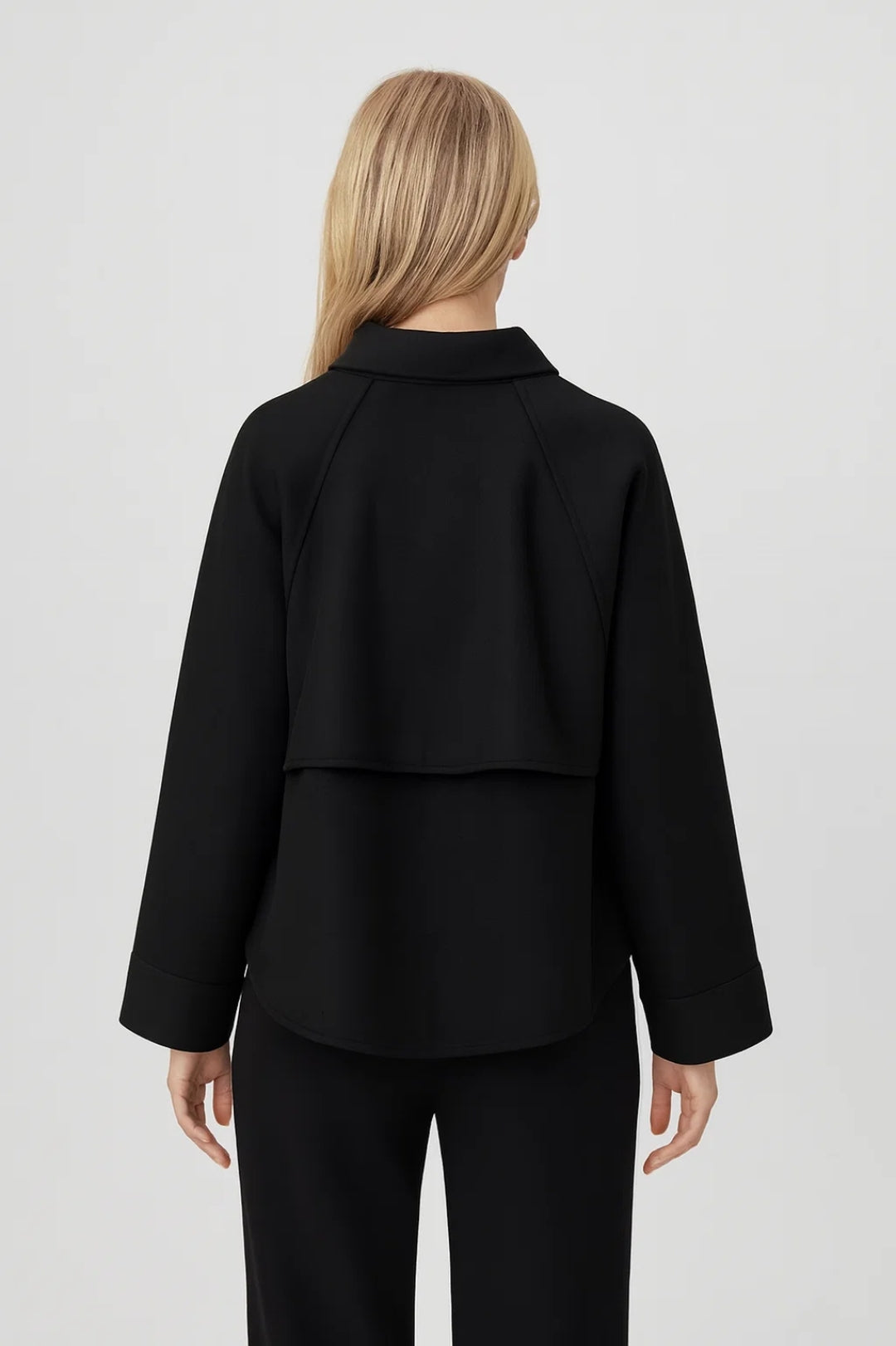 Dames Jas Oversized Opstaande Kraag Ritssluiting Minimalistisch - Zwart - Maelen