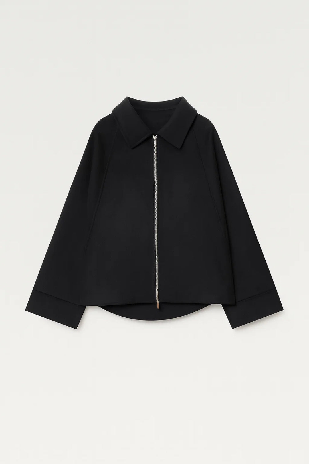 Dames Jas Oversized Opstaande Kraag Ritssluiting Minimalistisch - Zwart - Maelen