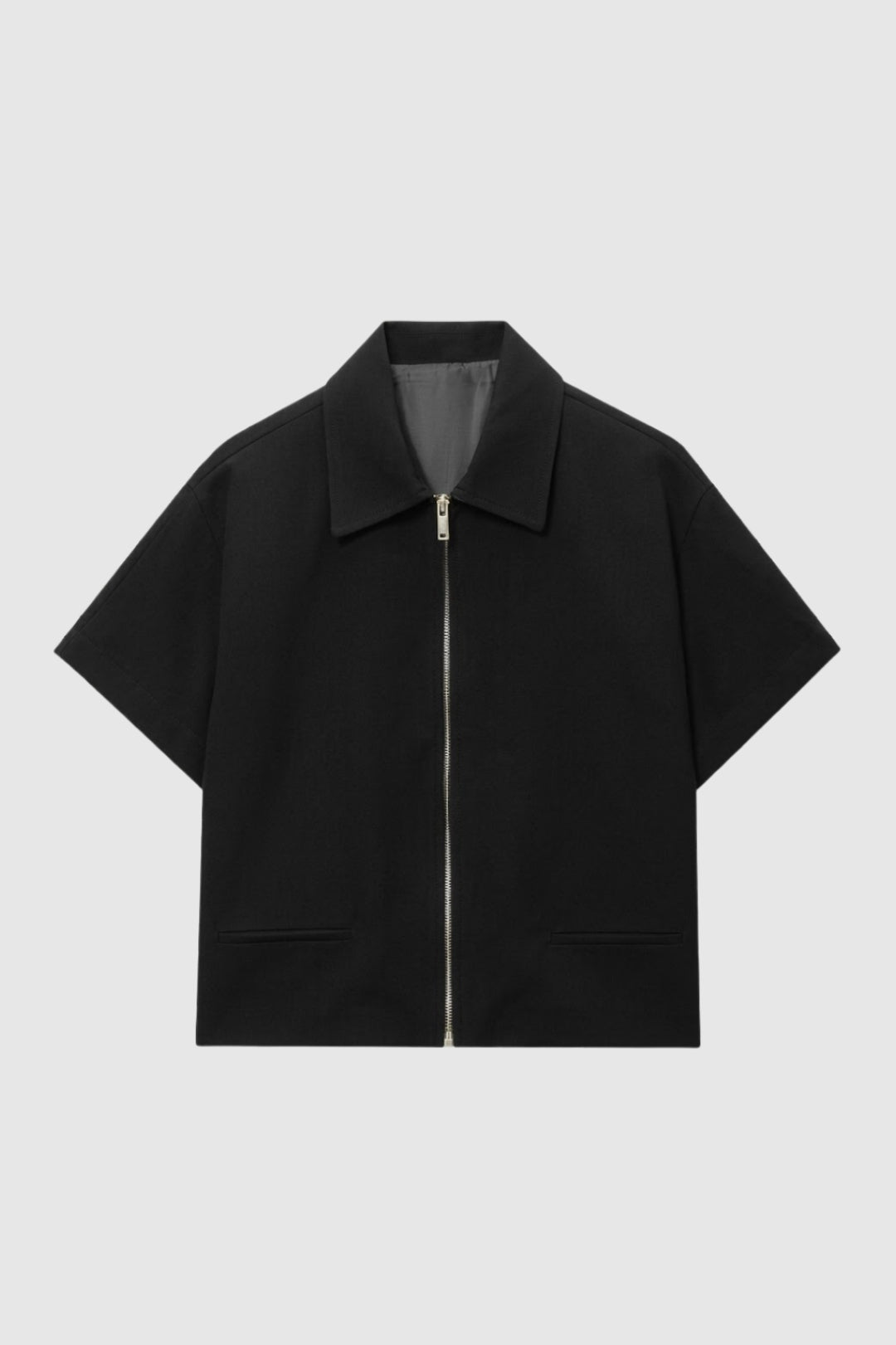 Dames Overhemd Korte Mouwen Ritssluiting Minimalistisch - Zwart / Geel - Maelen