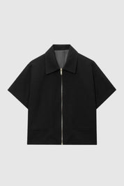 Dames Overhemd Korte Mouwen Ritssluiting Minimalistisch - Zwart / Geel - Maelen