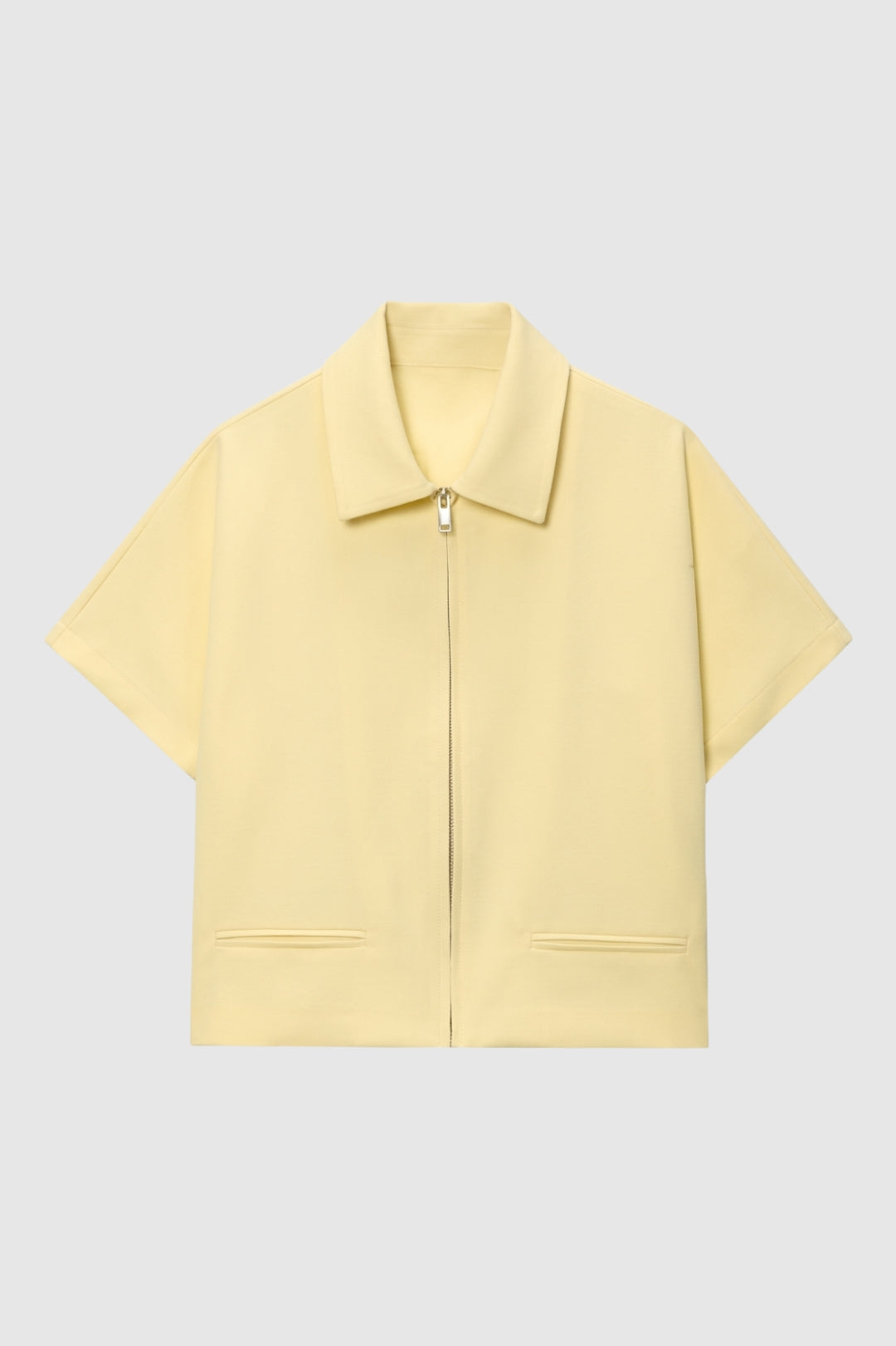 Dames Overhemd Korte Mouwen Ritssluiting Minimalistisch - Zwart / Geel - Maelen