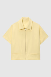 Dames Overhemd Korte Mouwen Ritssluiting Minimalistisch - Zwart / Geel - Maelen