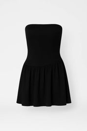 Strapless Skater Mini Jurk Dames Uitlopende Rok Feest - Zwart / Zwart-Beige - Maelen