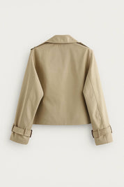 Cropped Trenchcoat Dames met Dubbele Knopen - Beige / Donkergrijs / Olijfgroen - Maelen