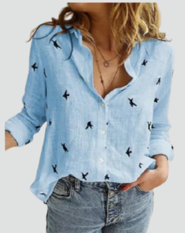 Luchtige Blouse Dames van Linnen met V-hals en Knoopsluiting, Tijdloos en Vrouwelijk - Fiamma Rinaldi