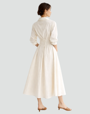 Maxi Zomerjurk Dames Oversize met Ceintuur, Zakken en Overhemdkraag - Zwart/Beige/Groen