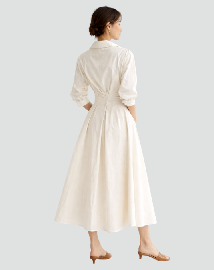Maxi Zomerjurk Dames Oversize met Ceintuur, Zakken en Overhemdkraag - Zwart/Beige/Groen