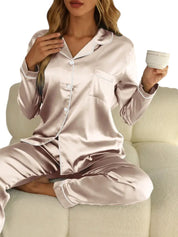 Giulia Dames pyjamaset satijn | Luxe satijnen pyjama met glans | Comfortabele slaapset