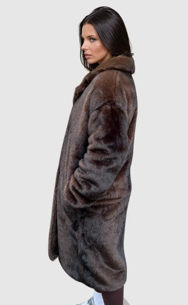 Serena Lange kunstbont jas dames – warme imitatiebont winterjas voor koude dagen