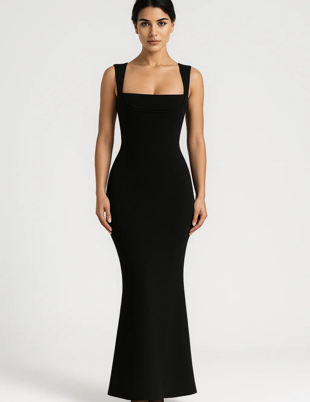 Lange_Bodycon_Jurk_Vierkante_Halslijn_Elegant_Figuurvolgend_Model1.jpg