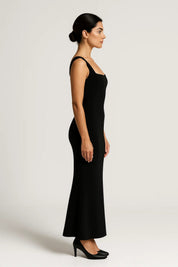Bodycon Maxi Jurk Dames Aansluitend Mouwloos Avond Gala - Zwart / Rood - Maelen