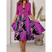Lange Jurk Dames Bloemenprint Losvallend Casual Maxi - Blauw / Zwart / Beige - Maelen