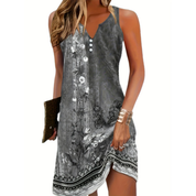 Lange Jurk Dames Bloemenprint Losvallend Casual Maxi - Blauw / Zwart / Beige - Maelen