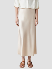 Carina Lange dames satijnen rok – elegante maxi satijnrok met elastische tailleband