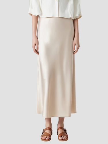 Carina Lange dames satijnen rok – elegante maxi satijnrok met elastische tailleband