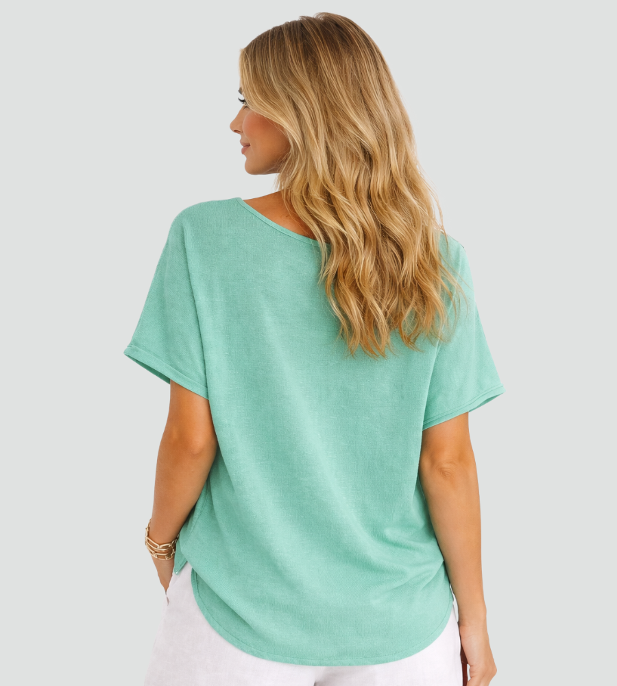 Lekker Damesoverhemd met Korte Mouwen en Losse Oversized Pasvorm - Marineblauw/Groen/Grijs