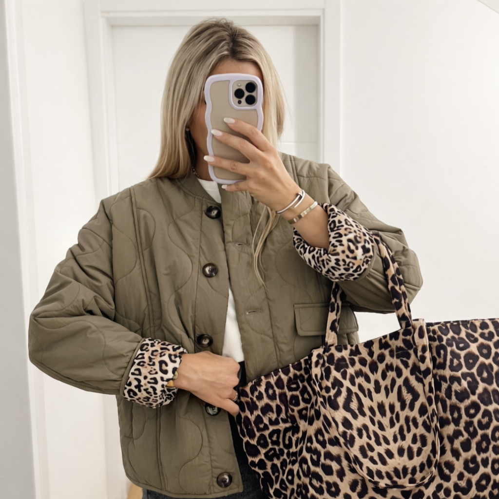 Tussenjas Dames Luipaard Print | Gewatteerde Jas Luxe En Trendy – Leona Valli