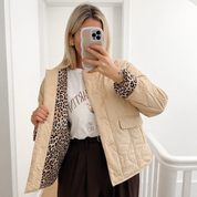 Tussenjas Dames Luipaard Print | Gewatteerde Jas Luxe En Trendy – Leona Valli