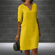 Dames Midi Zomerjurk V-hals Korte Mouwen Losse Pasvorm Casual Lente Zomer - Blauw / Groen / Oranje - Maelen