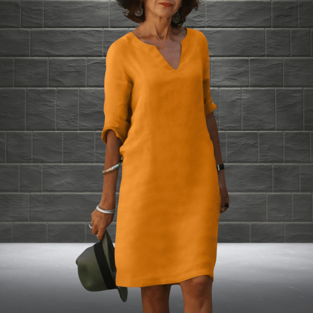 Dames Midi Zomerjurk V-hals Korte Mouwen Losse Pasvorm Casual Lente Zomer - Blauw / Groen / Oranje - Maelen