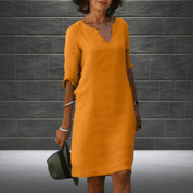 Dames Midi Zomerjurk V-hals Korte Mouwen Losse Pasvorm Casual Lente Zomer - Blauw / Groen / Oranje - Maelen